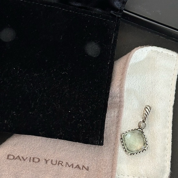 David Yurman Prasiolite Cushion on Point Pendant w/ Diamonds - Picture 13 of 13